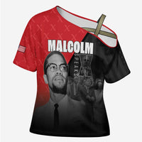 African America Heroes Cross Shoulder Shirt Malcolm X Speaks - Wonder Print Shop