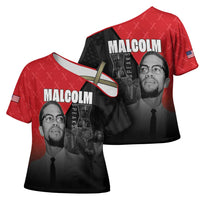African America Heroes Cross Shoulder Shirt Malcolm X Speaks - Wonder Print Shop