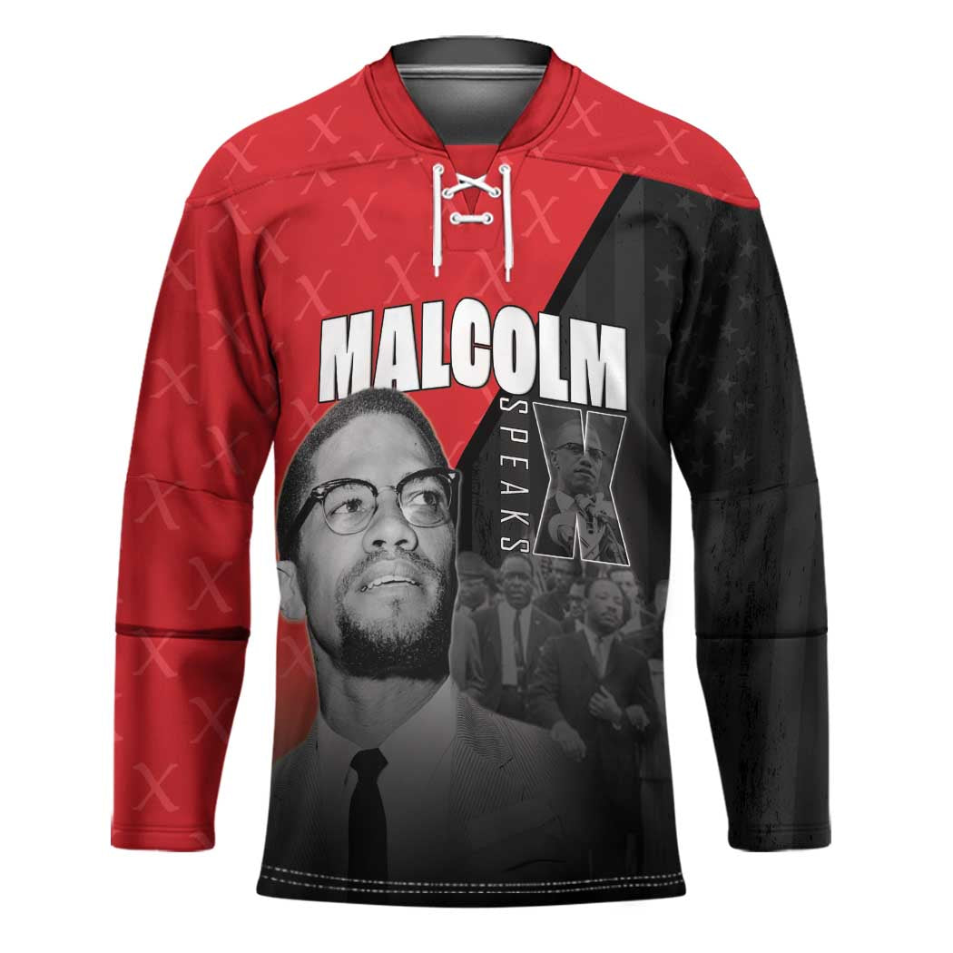 African America Heroes Hockey Jersey Malcolm X Speaks - Wonder Print Shop