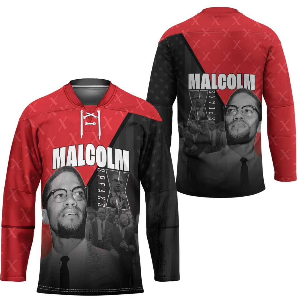 African America Heroes Hockey Jersey Malcolm X Speaks - Wonder Print Shop