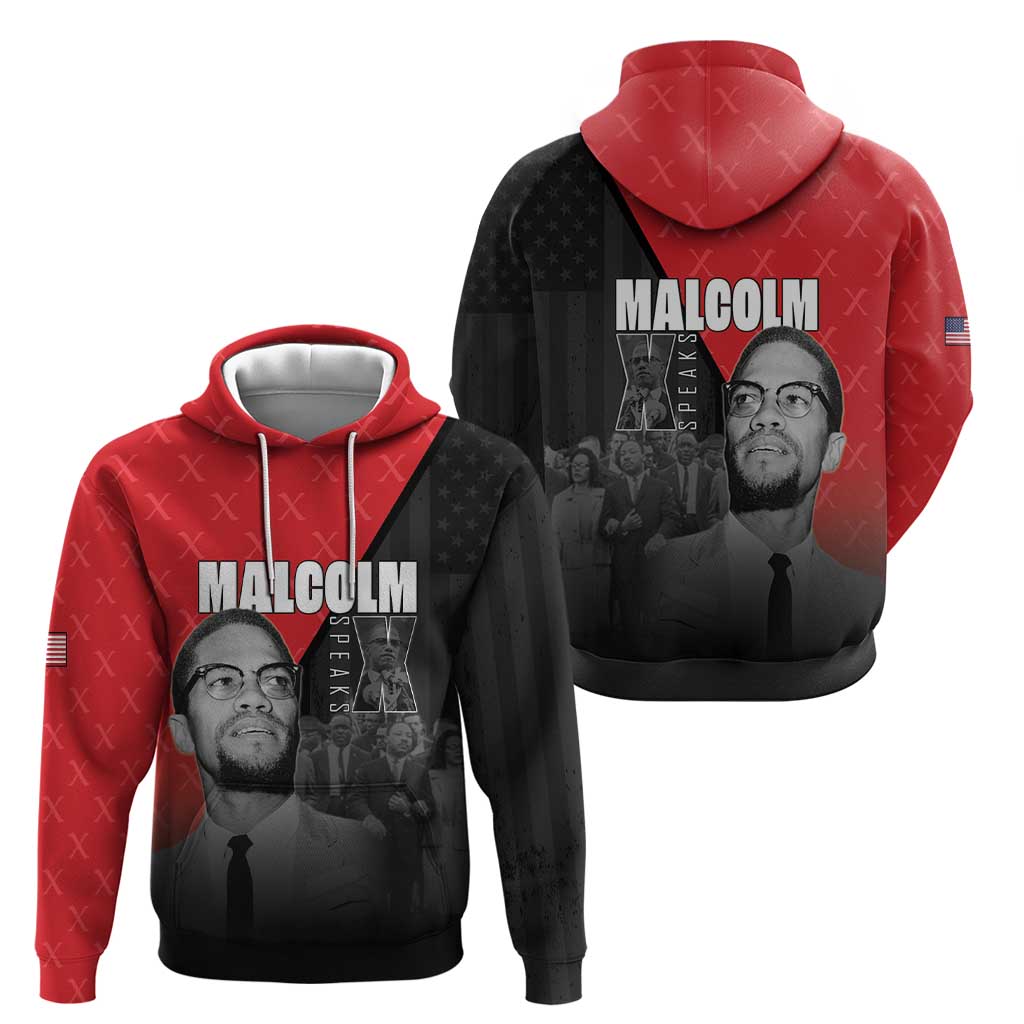 African America Heroes Hoodie Malcolm X Speaks - Wonder Print Shop