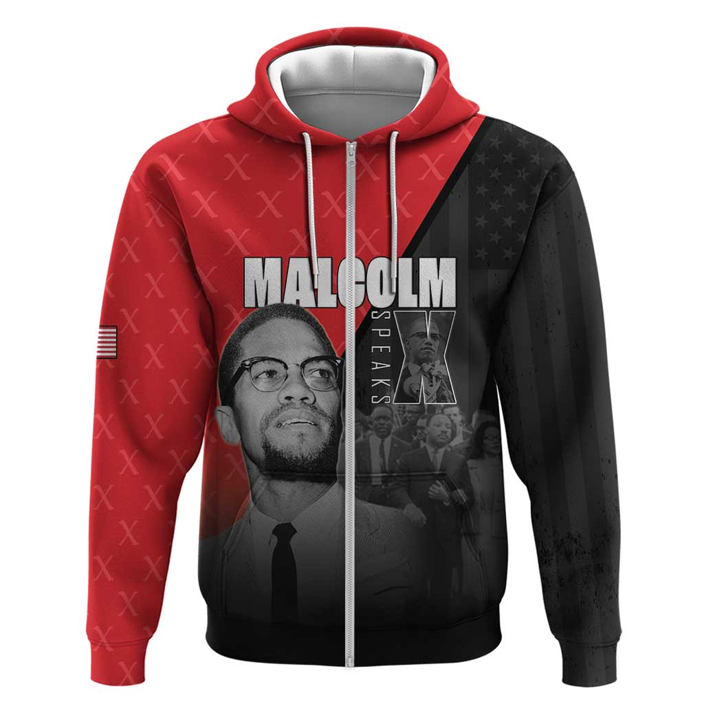 African America Heroes Hoodie Malcolm X Speaks - Wonder Print Shop