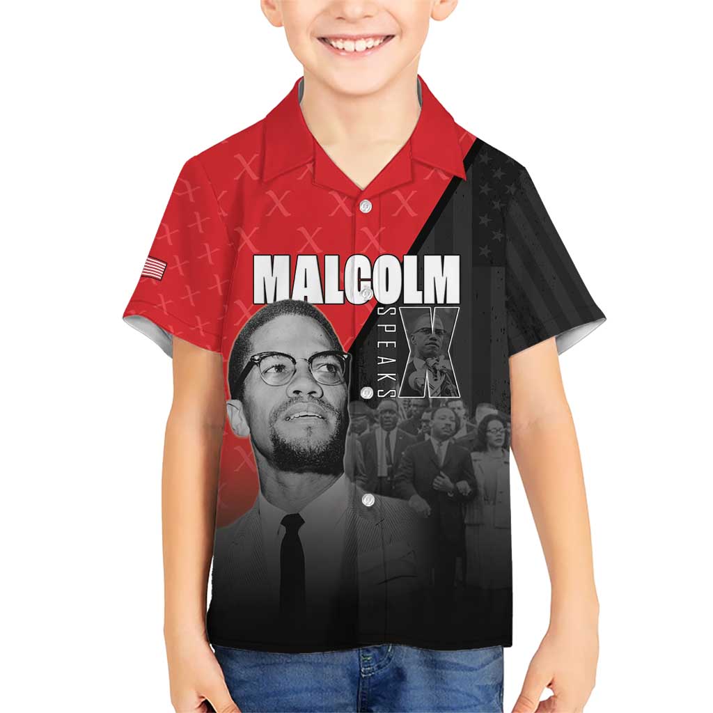 African America Heroes Kid Hawaiian Shirt Malcolm X Speaks - Wonder Print Shop