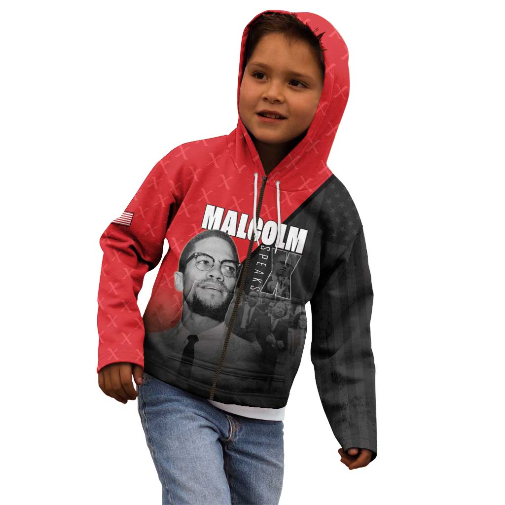 African America Heroes Kid Hoodie Malcolm X Speaks - Wonder Print Shop