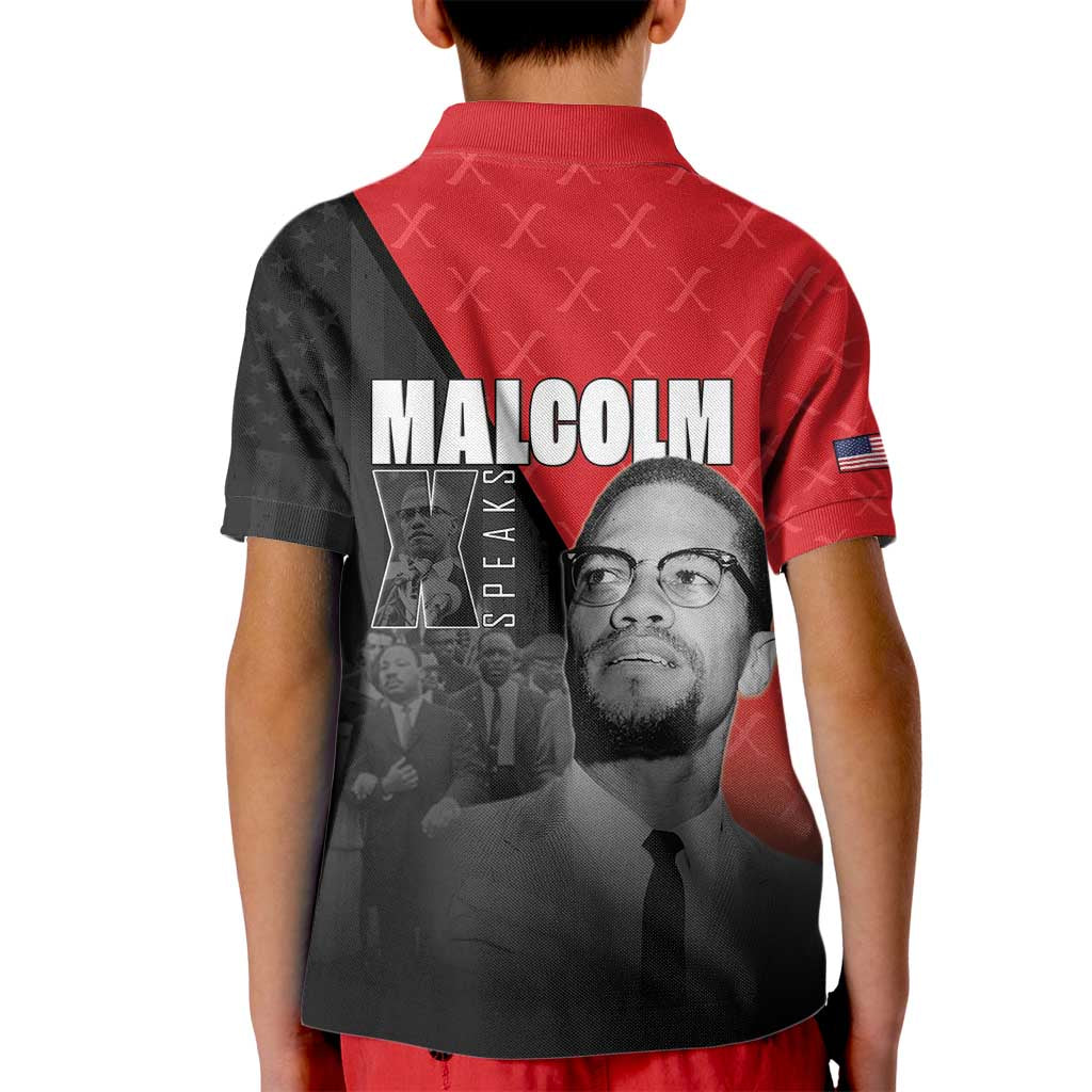 African America Heroes Kid Polo Shirt Malcolm X Speaks - Wonder Print Shop