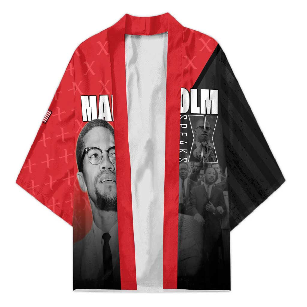 African America Heroes Kimono Malcolm X Speaks - Wonder Print Shop