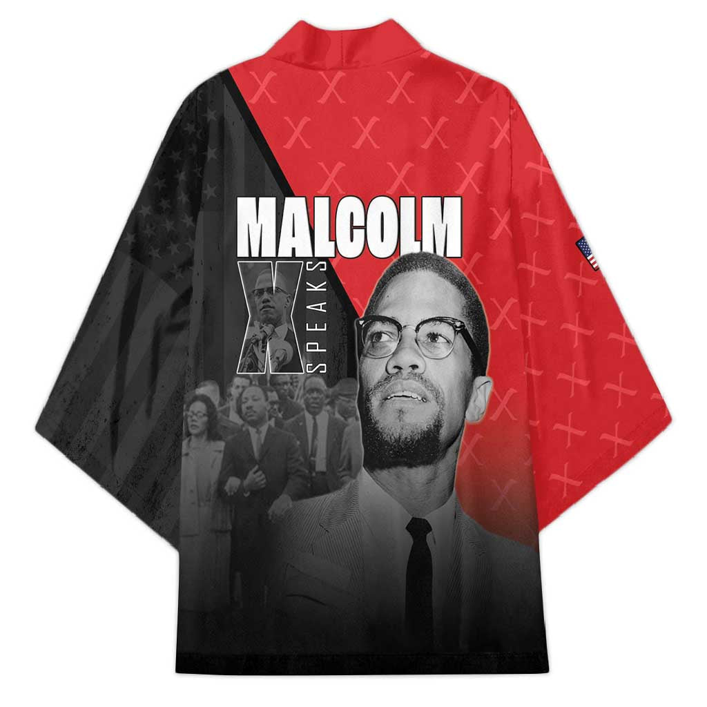 African America Heroes Kimono Malcolm X Speaks - Wonder Print Shop