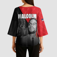 African America Heroes Kimono Sleeve Blouse Malcolm X Speaks - Wonder Print Shop