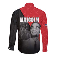 African America Heroes Long Sleeve Button Shirt Malcolm X Speaks - Wonder Print Shop