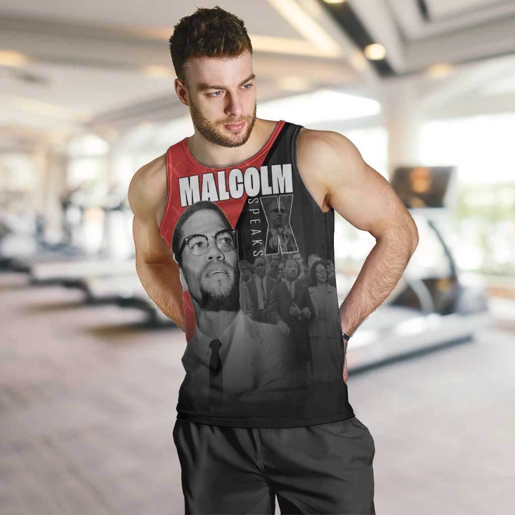 African America Heroes Men Tank Top Malcolm X Speaks - Wonder Print Shop