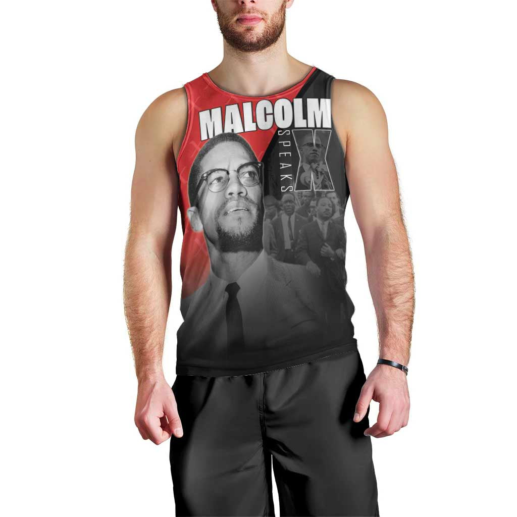 African America Heroes Men Tank Top Malcolm X Speaks - Wonder Print Shop