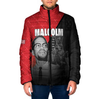 African America Heroes Padded Jacket Malcolm X Speaks - Wonder Print Shop
