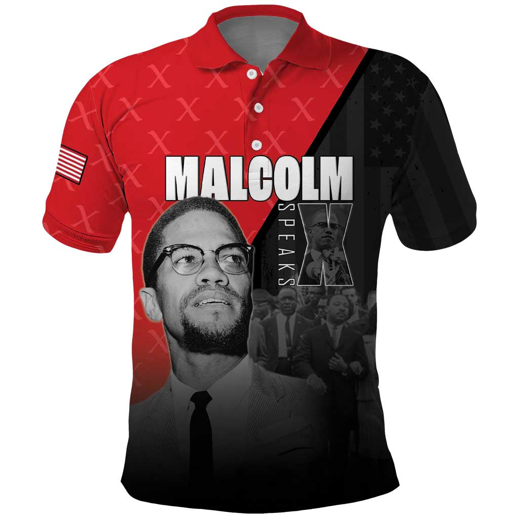 African America Heroes Polo Shirt Malcolm X Speaks - Wonder Print Shop