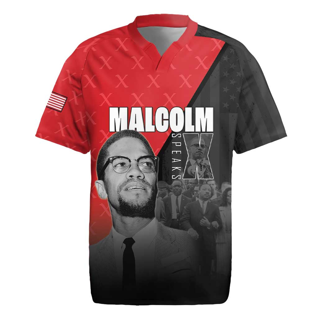 African America Heroes Rugby Jersey Malcolm X Speaks - Wonder Print Shop