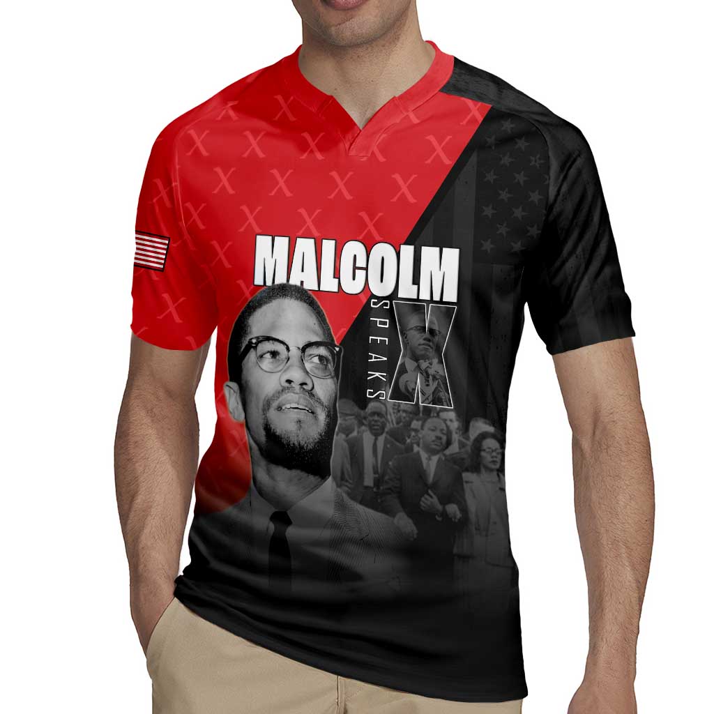 African America Heroes Rugby Jersey Malcolm X Speaks - Wonder Print Shop