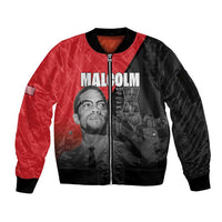 African America Heroes Sleeve Zip Bomber Jacket Malcolm X Speaks - Wonder Print Shop