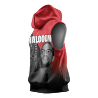 African America Heroes Sleeveless Hoodie Malcolm X Speaks - Wonder Print Shop