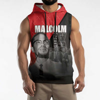 African America Heroes Sleeveless Hoodie Malcolm X Speaks - Wonder Print Shop