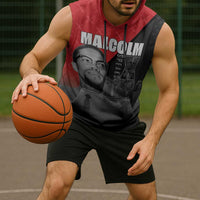 African America Heroes Sleeveless Hoodie Malcolm X Speaks - Wonder Print Shop