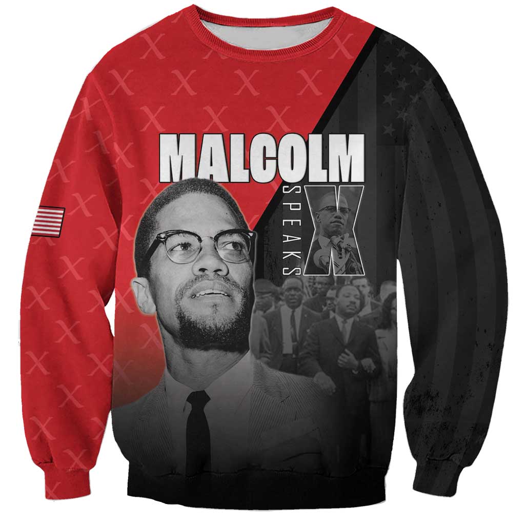 African America Heroes Sweatshirt Malcolm X Speaks - Wonder Print Shop