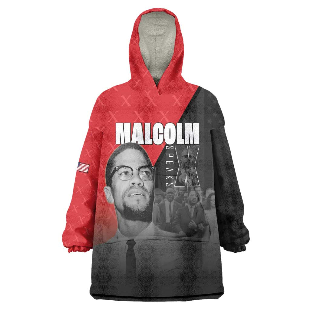 African America Heroes Wearable Blanket Hoodie Malcolm X Speaks - Wonder Print Shop