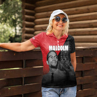 African America Heroes Women Polo Shirt Malcolm X Speaks - Wonder Print Shop