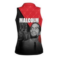 African America Heroes Women Sleeveless Polo Shirt Malcolm X Speaks - Wonder Print Shop