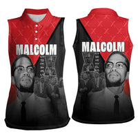African America Heroes Women Sleeveless Polo Shirt Malcolm X Speaks - Wonder Print Shop