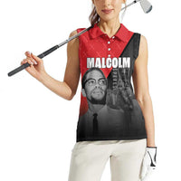 African America Heroes Women Sleeveless Polo Shirt Malcolm X Speaks - Wonder Print Shop