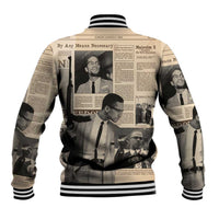Malcolm X Baseball Jacket Vintage Newspaper Print Style - Wonder Print Shop