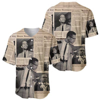 Malcolm X Baseball Jersey Vintage Newspaper Print Style - Wonder Print Shop