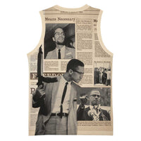 Malcolm X Basketball Jersey Vintage Newspaper Print Style - Wonder Print Shop