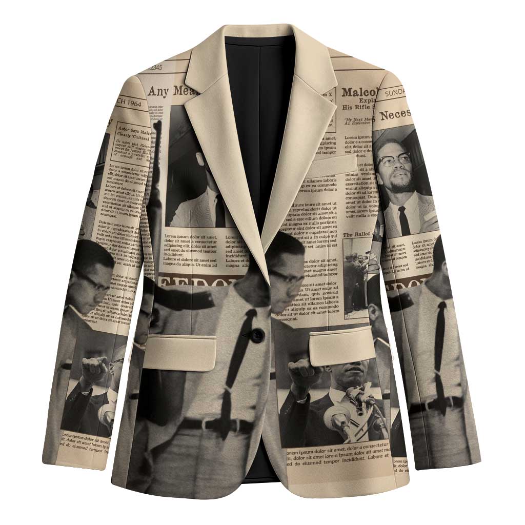 Malcolm X Blazer Vintage Newspaper Print Style - Wonder Print Shop