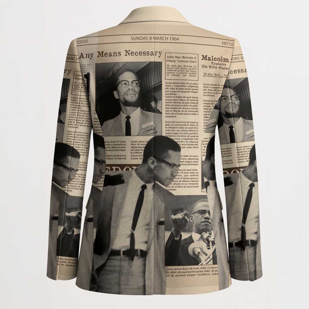 Malcolm X Blazer Vintage Newspaper Print Style - Wonder Print Shop