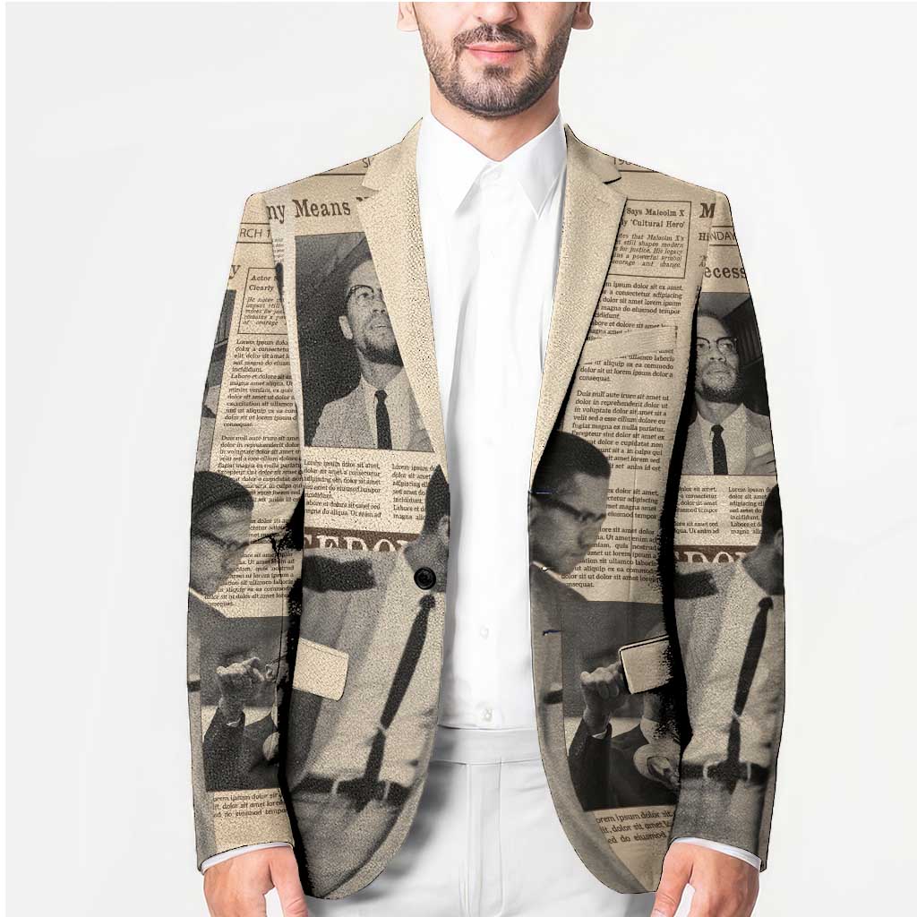 Malcolm X Blazer Vintage Newspaper Print Style - Wonder Print Shop