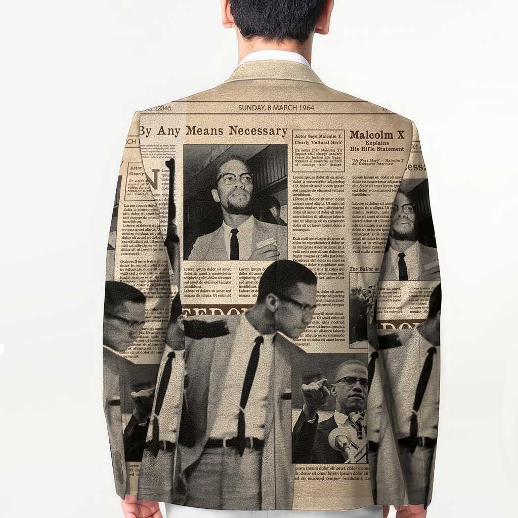 Malcolm X Blazer Vintage Newspaper Print Style - Wonder Print Shop