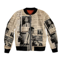 Malcolm X Bomber Jacket Vintage Newspaper Print Style - Wonder Print Shop