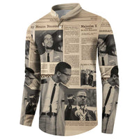 Malcolm X Button Sweatshirt Vintage Newspaper Print Style - Wonder Print Shop