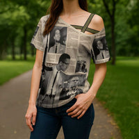 Malcolm X Cross Shoulder Shirt Vintage Newspaper Print Style - Wonder Print Shop