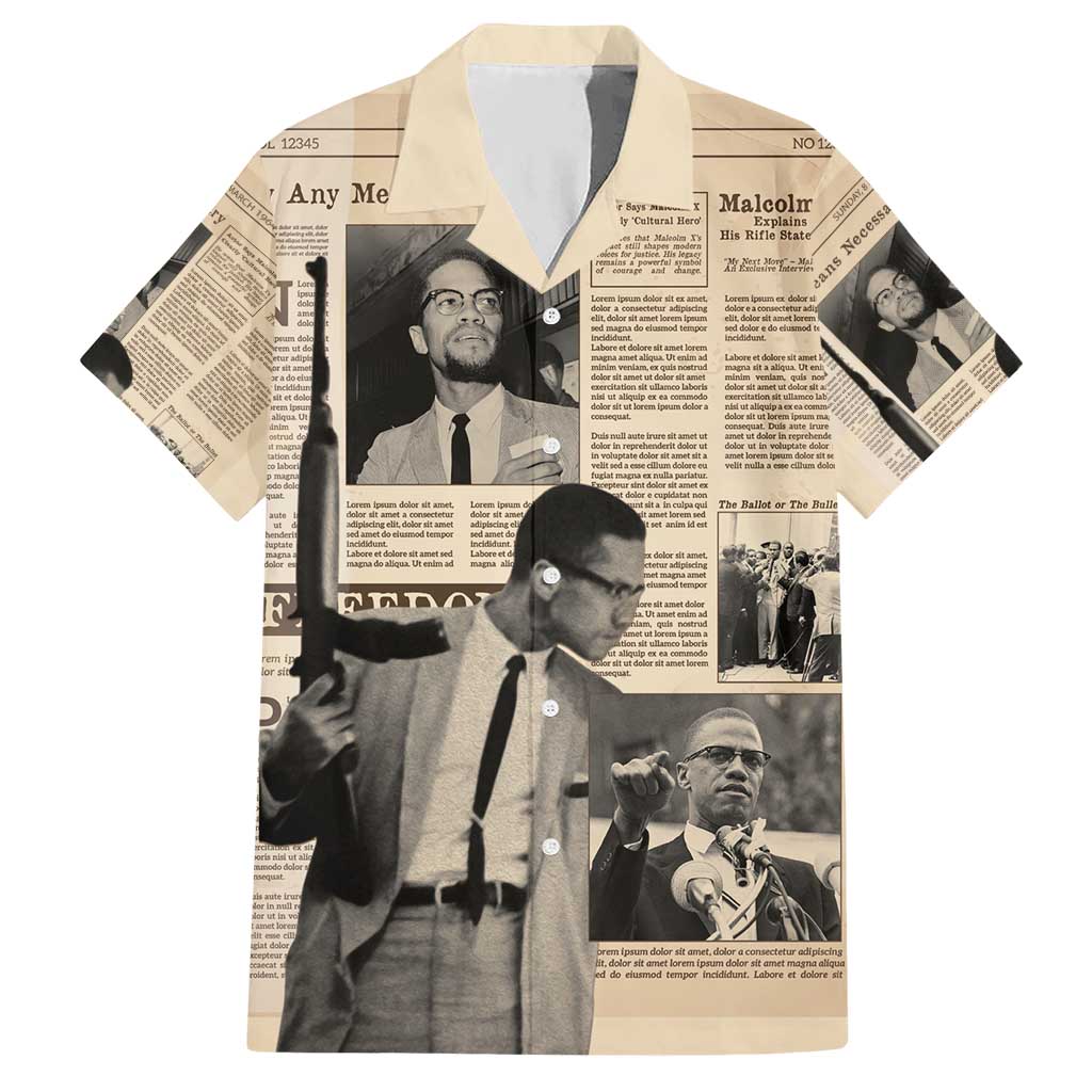 Malcolm X Hawaiian Shirt Vintage Newspaper Print Style - Wonder Print Shop