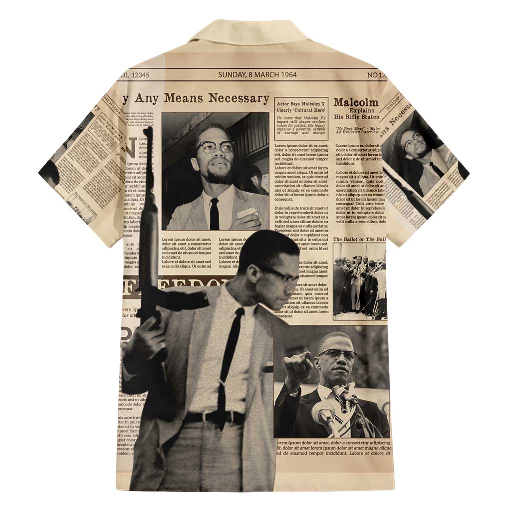 Malcolm X Hawaiian Shirt Vintage Newspaper Print Style - Wonder Print Shop