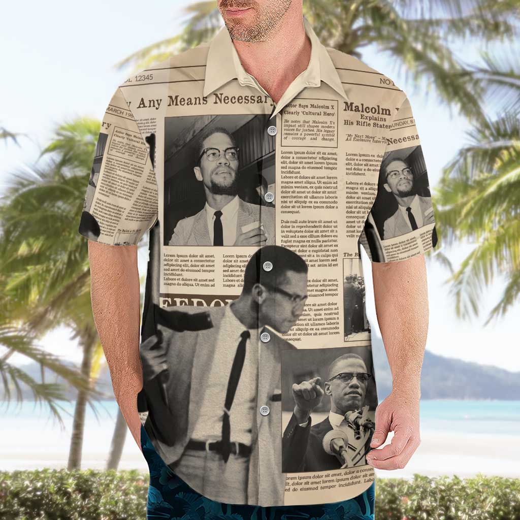 Malcolm X Hawaiian Shirt Vintage Newspaper Print Style - Wonder Print Shop