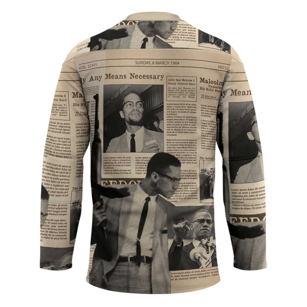 Malcolm X Hockey Jersey Vintage Newspaper Print Style - Wonder Print Shop