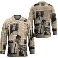 Malcolm X Hockey Jersey Vintage Newspaper Print Style - Wonder Print Shop