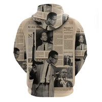 Malcolm X Hoodie Vintage Newspaper Print Style - Wonder Print Shop