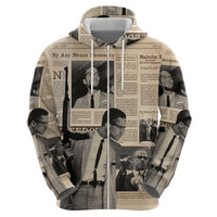 Malcolm X Hoodie Vintage Newspaper Print Style - Wonder Print Shop