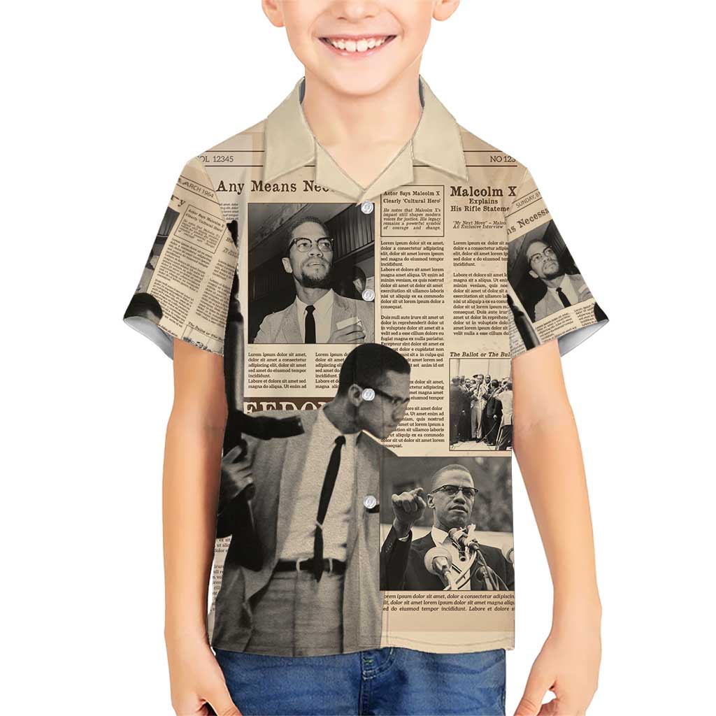 Malcolm X Kid Hawaiian Shirt Vintage Newspaper Print Style - Wonder Print Shop