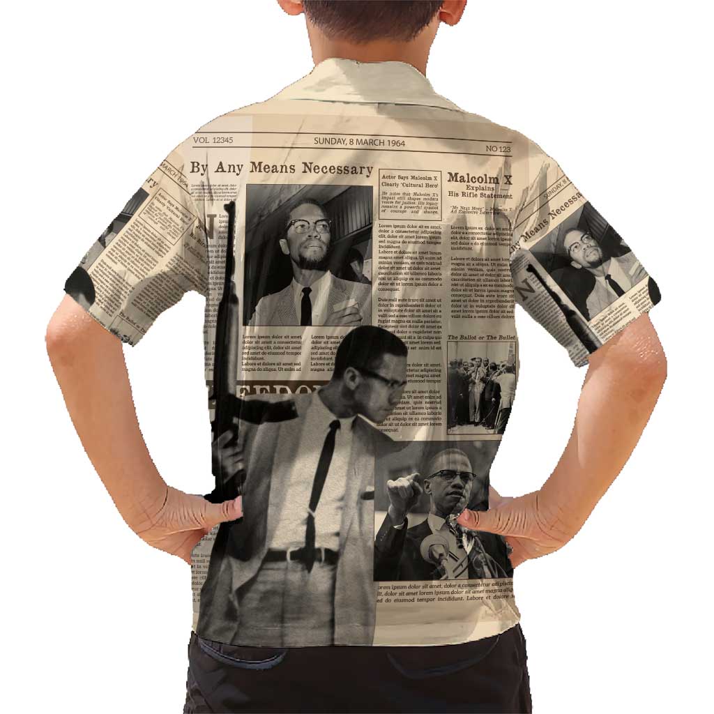 Malcolm X Kid Hawaiian Shirt Vintage Newspaper Print Style - Wonder Print Shop