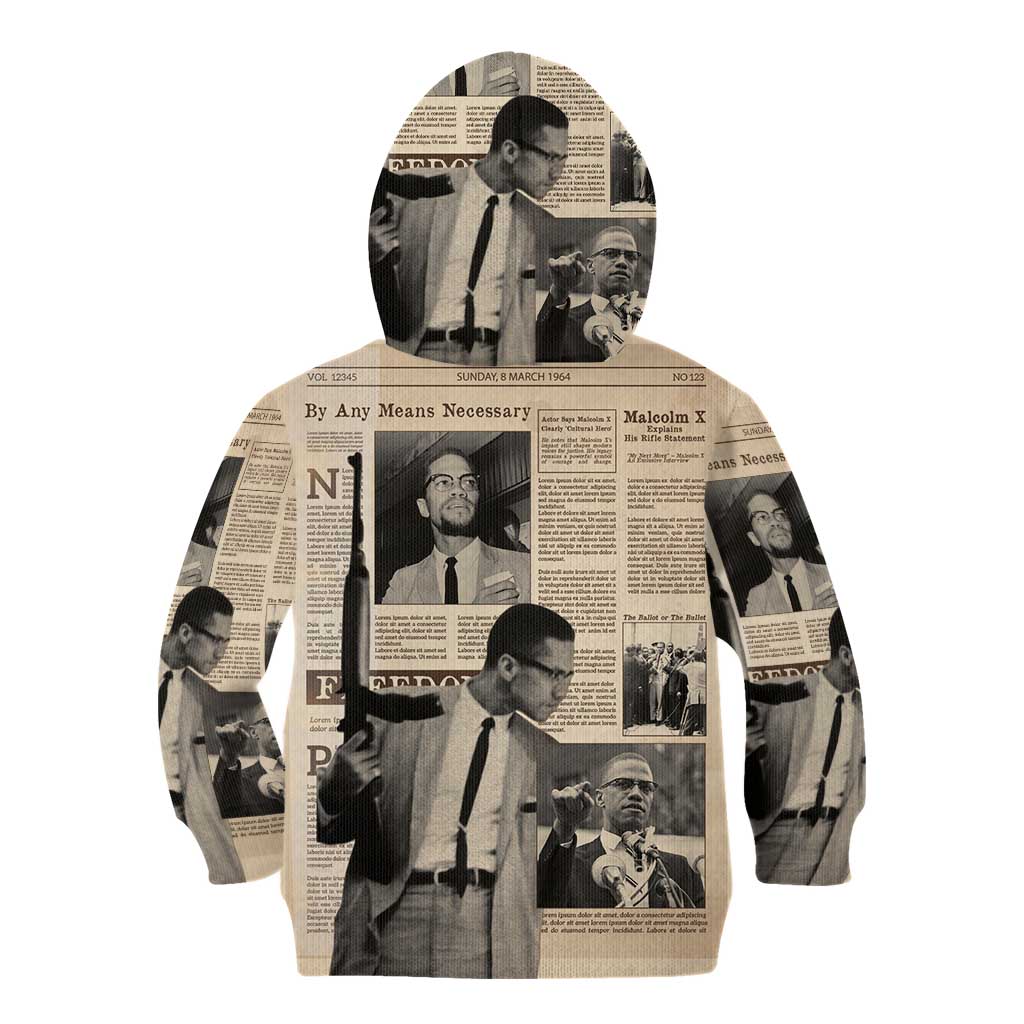 Malcolm X Kid Hoodie Vintage Newspaper Print Style - Wonder Print Shop