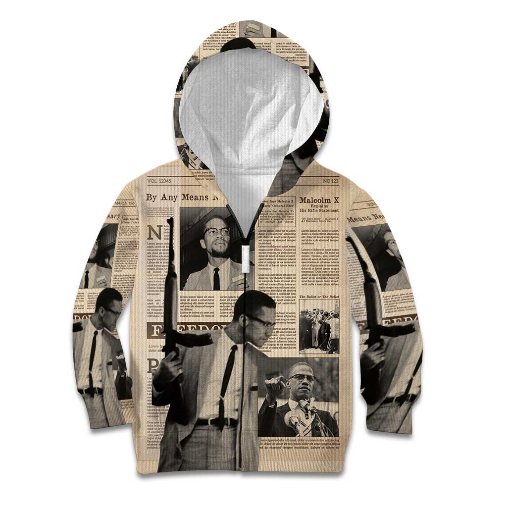Malcolm X Kid Hoodie Vintage Newspaper Print Style - Wonder Print Shop